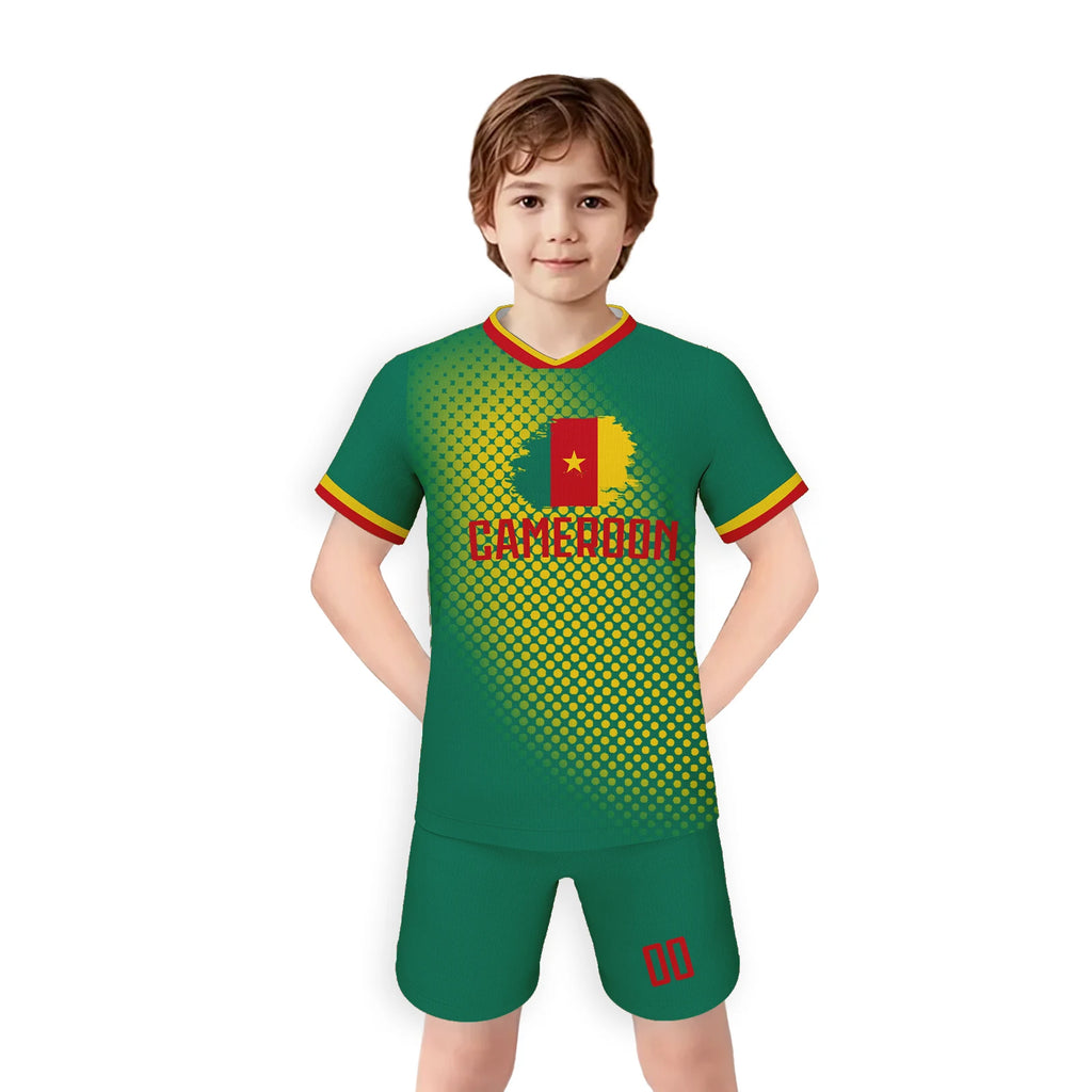 Personalized Kids Soccer Jersey Cameroon National Jersey Boys Girls Youth Team Training Uniform Custom Name Number Shirt Shorts