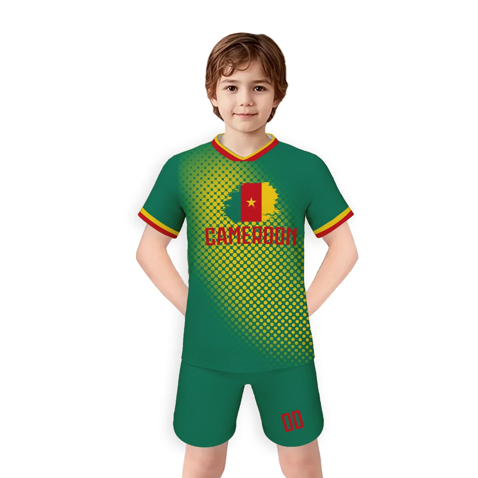 Personalized Kids Soccer Jersey Cameroon National Jersey Boys Girls Youth Team Training Uniform Custom Name Number Shirt Shorts