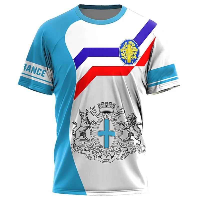 France Football French Flag Emblem Graphic T Shirt For Men Clothing Forest Camouflage T-shirt Short Sleeve Tops Tee Shirts