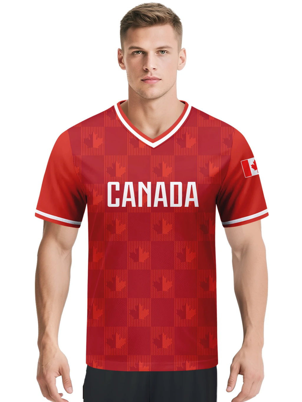 Custom Canada Soccer Jersey Personalized with Name Number Breathable V-neck Football Team Shirt for Men Youth Women