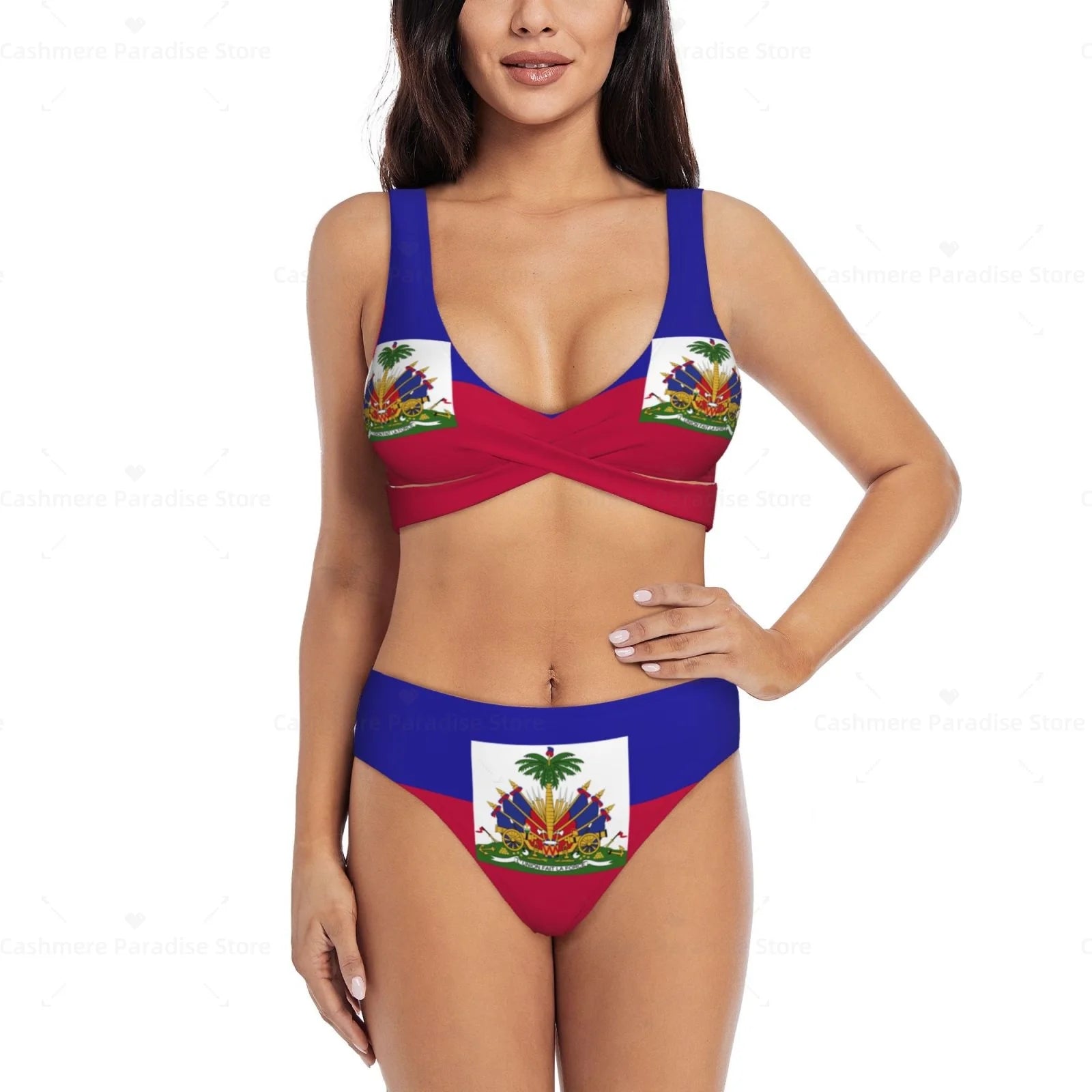 Haiti Flag Women Bikini Set Swimsuit Push Up Female Swimwear Bathing Suit
