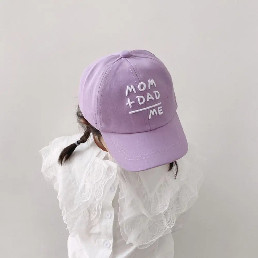 Children's Hats Spring Autumn Boys Girls Duckbill Hats Casual Baby Caps Fashion Cute MOM+DAD=ME Embroidery Sun Hats