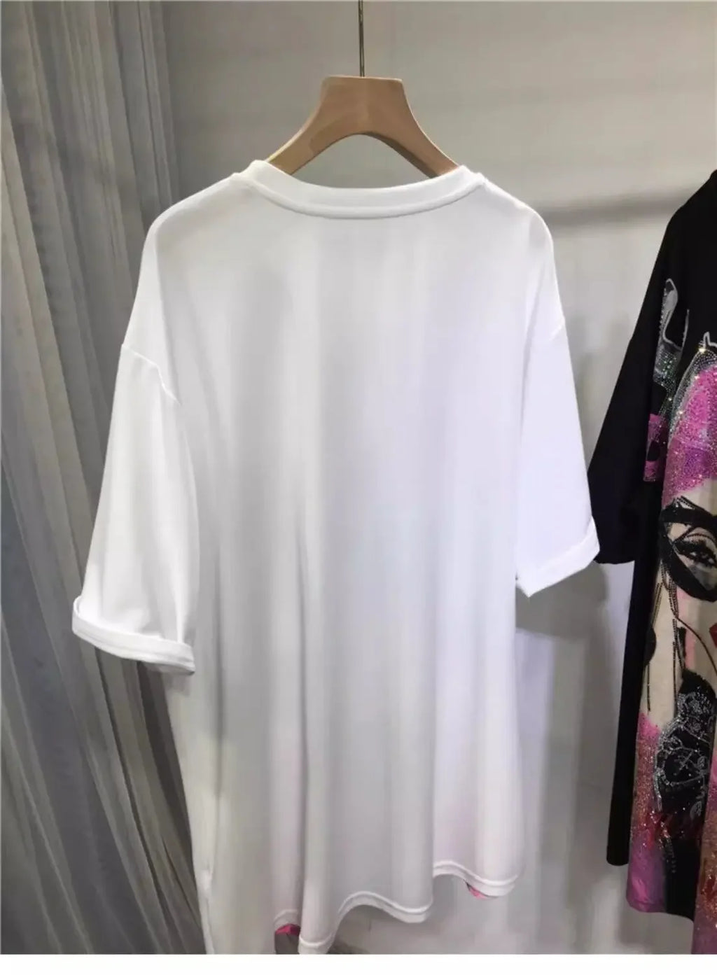L-4XL Plus Size Casual T Shirts for Women Cartoon Lady Rhinestone Summer Short Sleeve Loose Tops Womens Clothing Женская Одежда