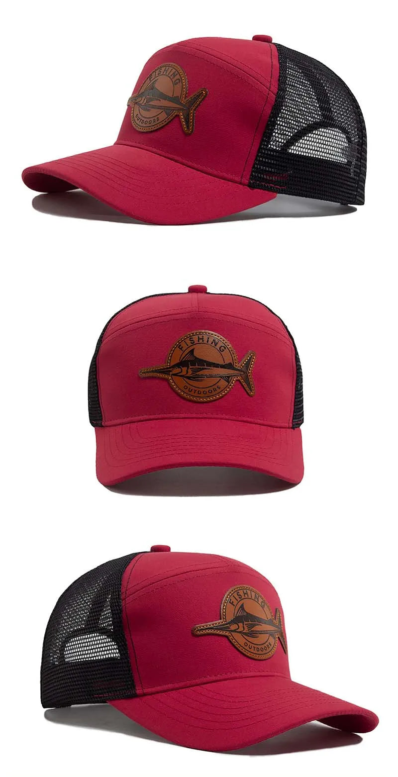 Summer Hot Sale Unisex Seven-Panel Style Trucker Hat Adjustable Baseball Cap Shark Pattern Patch Fishing Hat Mesh  Sports Dad Ha