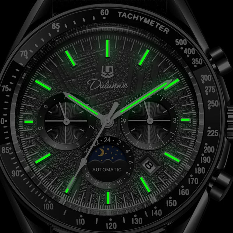 Automatic Watch for Men Stainless Steel Luminous Waterproof Moon Phase Man Watches Luxury Men's Mechanical Wristwatch