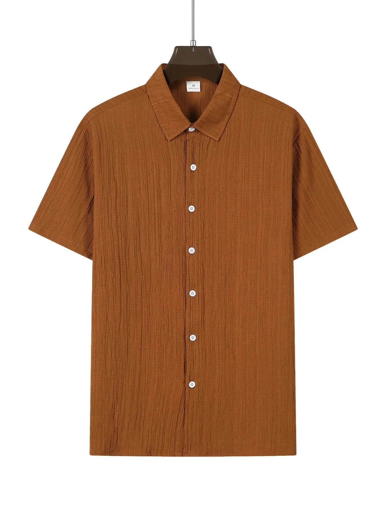 Shirt  Hawaiian Shirt Short Sleeve Cardigan Striped Lapel Solid Color All-match Breathable Quick Drying Men's Casual Shirt