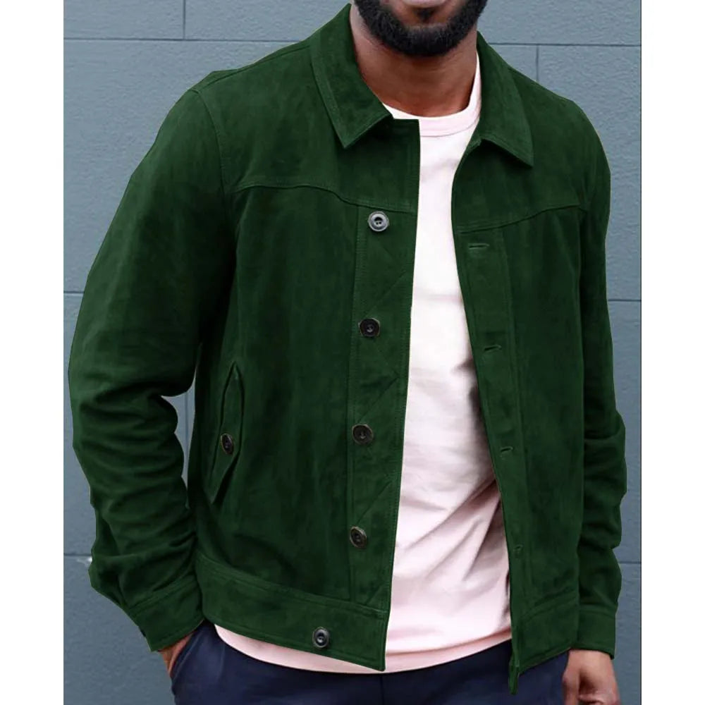 Men's Faux Suede Blazer Single Breasted Slim Fit Fashion Jacket Jackets Man Blouson Men's Coat Winter Clothes Clothing Mens Male