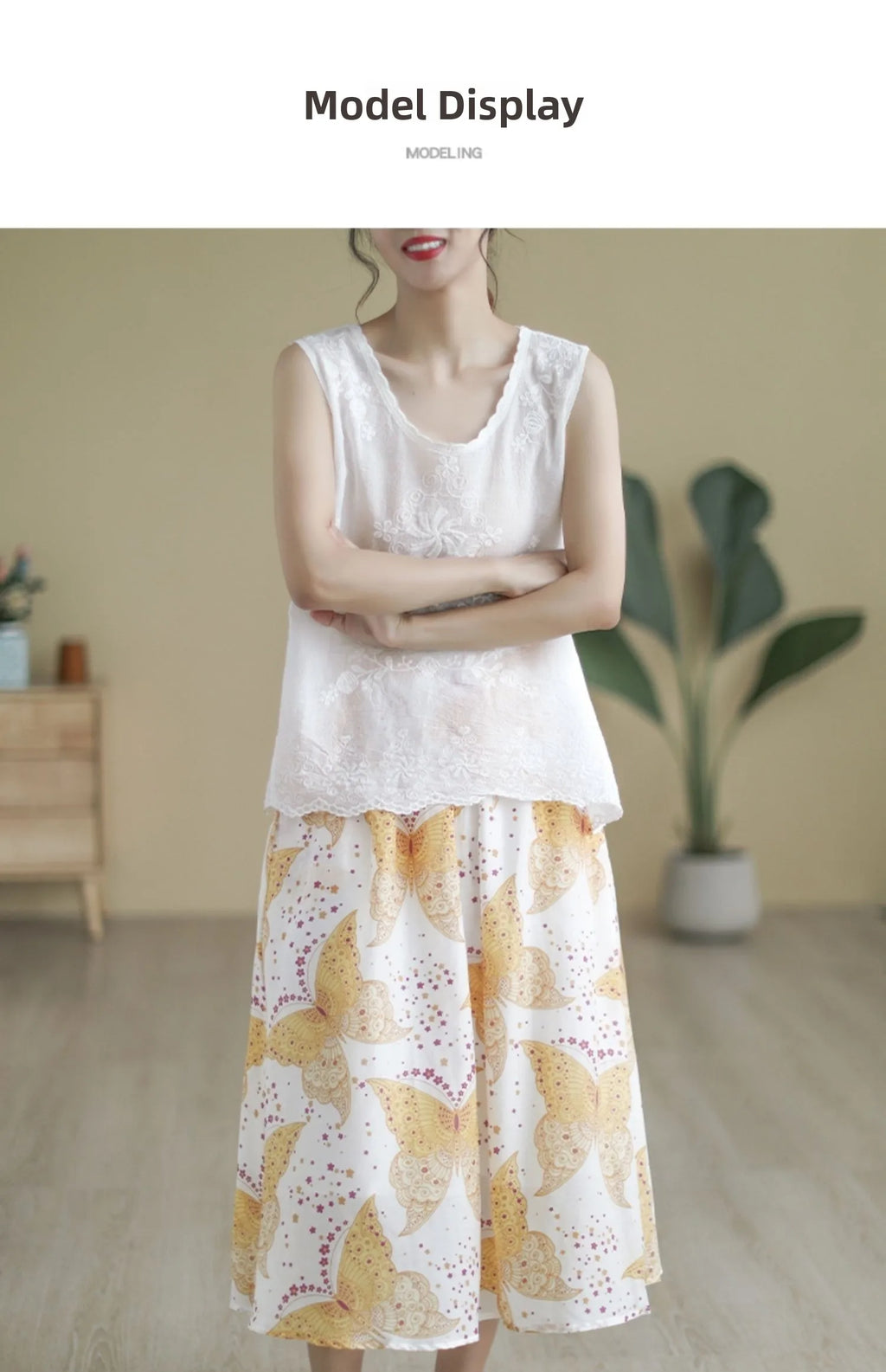 Loose Fit Embroidered Cotton Linen Svel Top Thin Sle Women's Tank Top Vest Brand New Goods Tailored for Summer