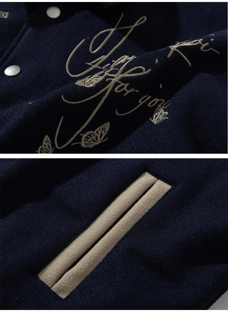 Man Baseball Jacket Winter Letter Embroidery Varsity Jacket Women American Vintage Coat Warm Fashion Hip Hop Original Original