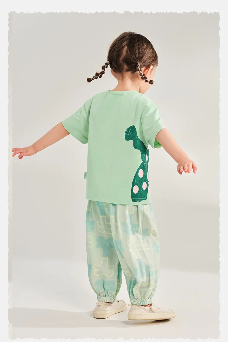 Amila Baby T-shirt 2026 Summer New Comfortable Cartoon Pattern Round Neck Casual Breathable Clothing