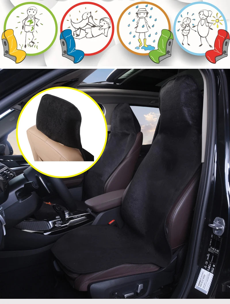 AUTOYOUTH Towel Car Seat Cover for Athletes Fitness Gym Running Beach Swimming Outdoor Water Sports Machine Washable - Black