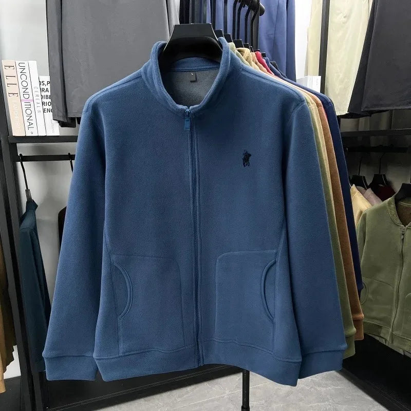 Luxury brand men's jacket winter thick plush warm pockets new coat fashion classic Paul embroidery zipper stand up collar top