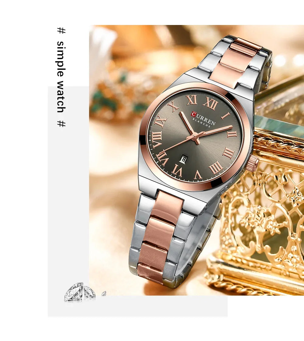 Women Small Face Watch,Stainless Steel Watch Women,Womens Watch with Calendar,Lady Analog Quartz Watch,Ladies Waterproof Watch
