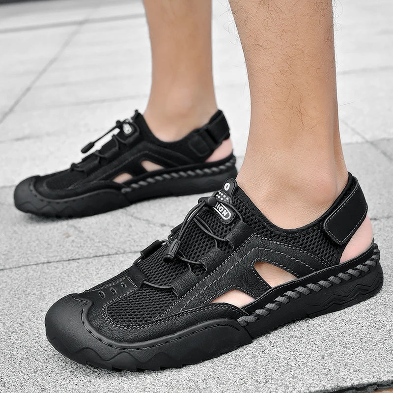 New Mens Sandals Summer Breathable Mesh Sandals Men Outdoor Casual Lightweight Beach Sandals Fashion Men Shoes Large Size 38-46
