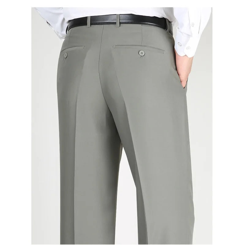 High Waist  Black Suit Pants man Formal Clothes For Men Clothing Thin Flat Khaki Dress Mens Trousers 2024 Summer 40 42