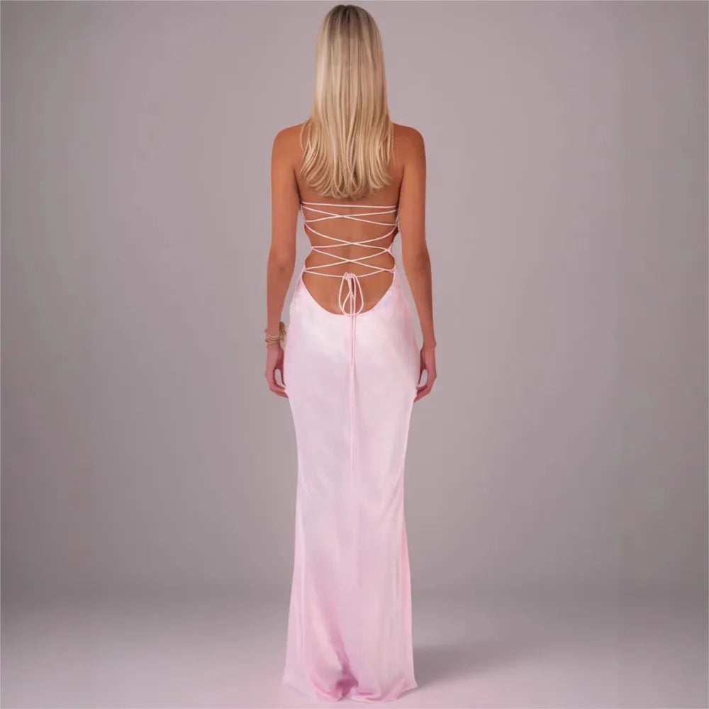 Dresses 2025 Woman Sexy Tube Top Sequin Vestidos Solid Color Backless Strappy Hip Evening Dress Temperament Elegant Simple Style