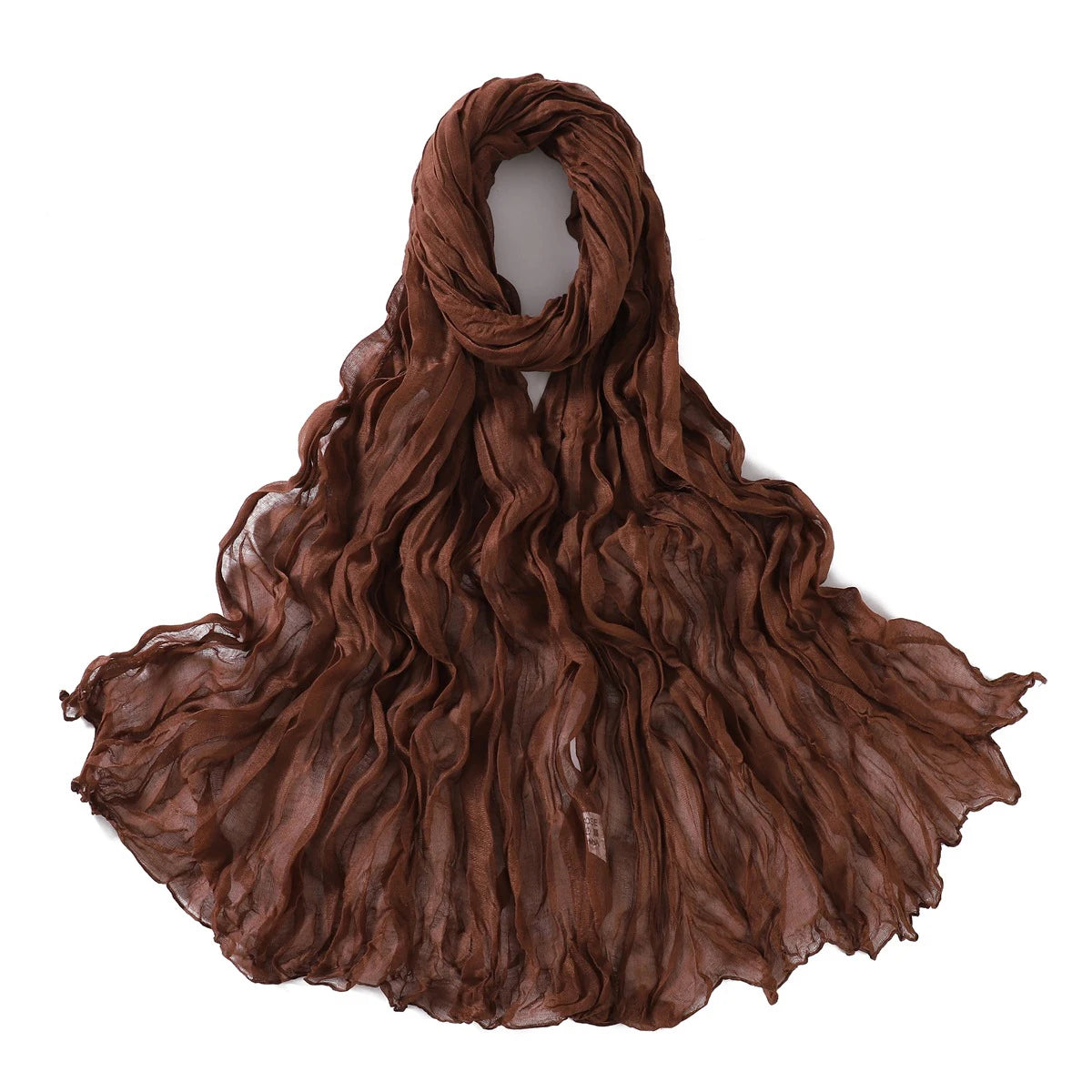 Crumpled Scarf For Women Girls Students Spring New Solid Color Cotton Voile Thin Scarves Soft Knitting Shawl Female Wrap Shawls