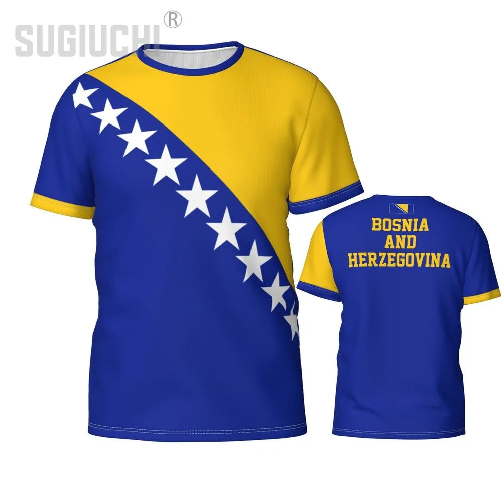 Custom Name Number Bosnia And Herzegovina Flag Emblem 3D T-shirts For Men Women Tees team Soccer Football Fans Gift