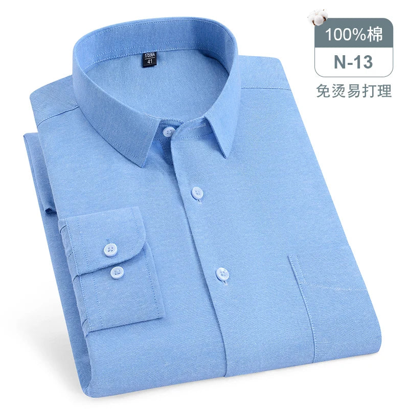 Oversize Long Sleeve Casual Shirts For Man 11XL For 150KGS 100% Cotton Oxford Plaid Business Blouse Daily Top Clothing New Style