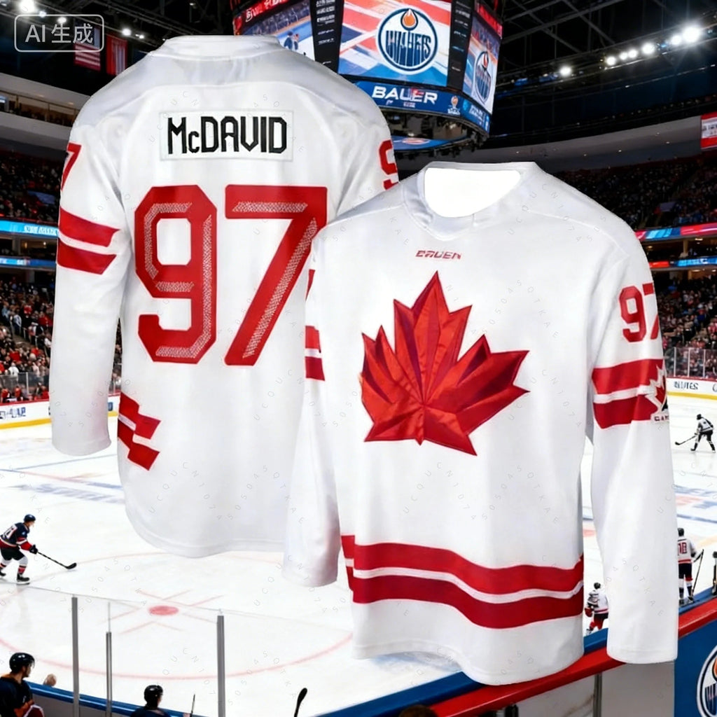 2026 NEW Men's Canada National Team Mackinnon 29 Ice Hockey Jersey Black Red Maple Leaf Long Sleeve Uniform