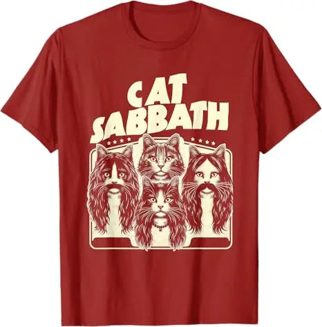Cat Sabbath Funny Cat Dad T-Shirt Rock Music Streetwear Clothes Humor Kitty Band Y2k Saying Tee Rap Hip Hop Short Sleeve Blouses