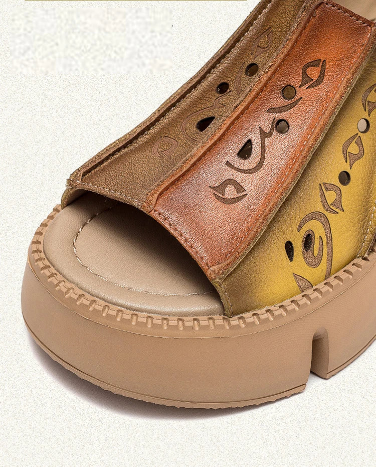 GKTINOO Genuine Leather Summer Shoes Women Slippers Wedges Outside Slides Leisure 2026 New Handmade Concise Ladies Slippers