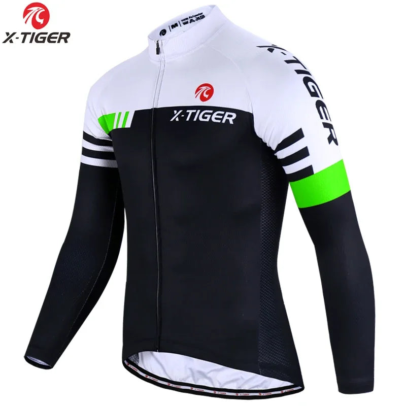 X-TIGER Cycling Jersey Men Long Sleeve MTB Bicycle Cycling Clothing Mountain Bike Sportswear Breathable MTB Shirts Basic Series