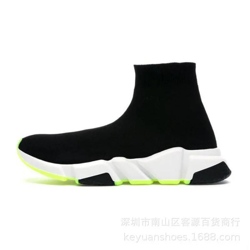 Paris High Top Knitted Boots Sporty Cushioned Dad Shoes Breathable Quick Dry Rubber Outsole Unisex Running Shoes