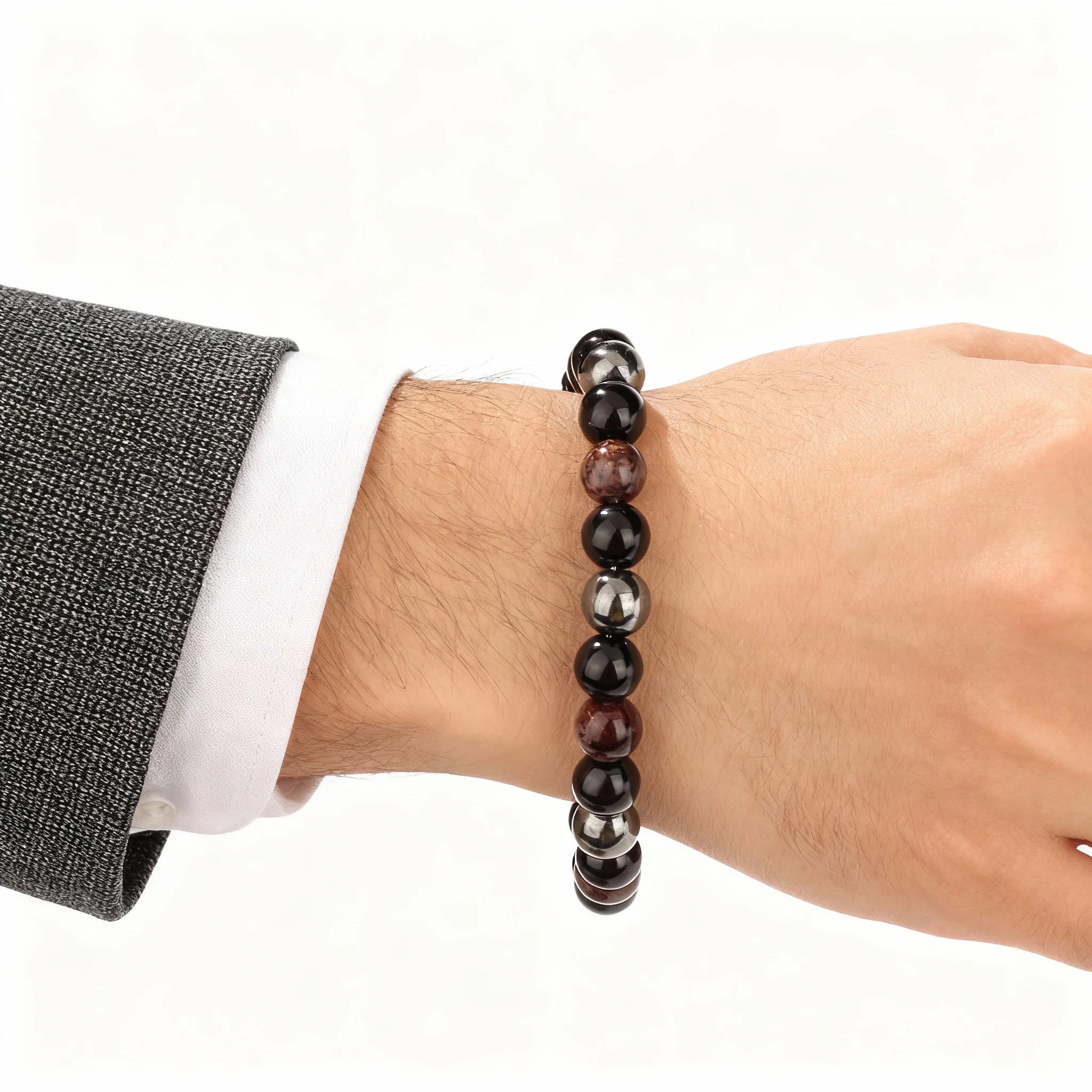 1pc classy summer jewellery black obsidian hematite father party Valentine's Day high quality natural stone protection bracelet