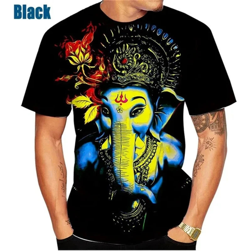 Hindu Ganesha 3D Print T-Shirts Men Women Fashion Streetwear Short Sleeve T Shirt Oversized Harajuku Male Tees Tops Man Clothing