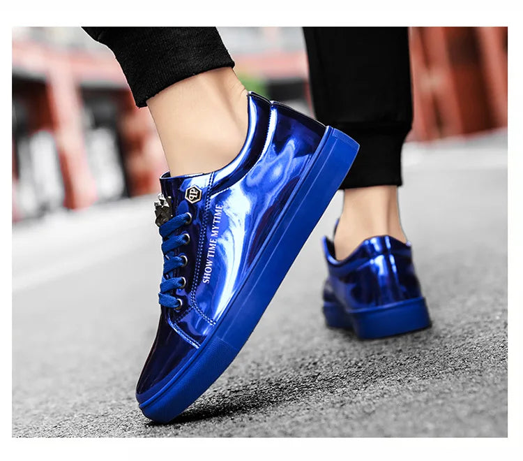 Men Casual Shoes Patent Leather Flats Loafers Tiger Skate Men Cool Driving Shoes Male Walking Shoes Sneakers Dress Footwears 47