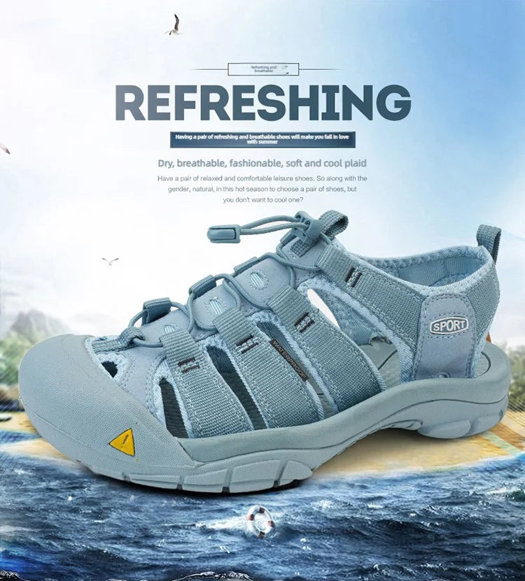 Fashion Men's Casual Mesh Outdoor Beach Sandals Light Breathable Shoe for Men Anti-slip Waterproof Sandal Man Comfortable Shoes