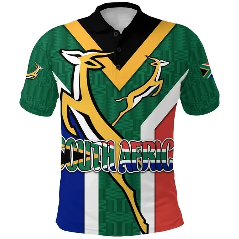 South Africa Map Flag 3D Printed Short Sleeve Polo Shirts For Men Clothes Fashion Springbok POLO Shirt Sport Boy Jersey Male Top