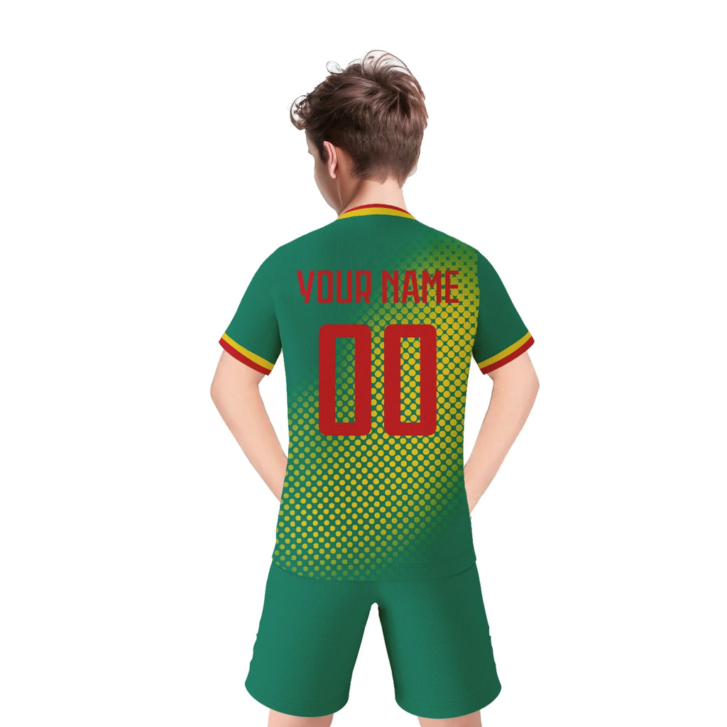 Personalized Kids Soccer Jersey Cameroon National Jersey Boys Girls Youth Team Training Uniform Custom Name Number Shirt Shorts