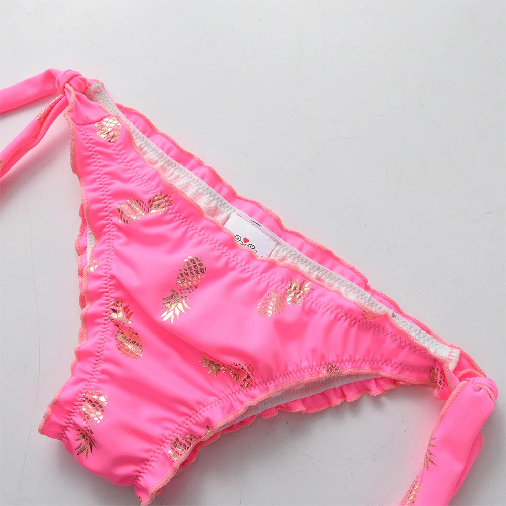 DXTON Girls Swimsuit Kids 2 pcs Suits Toddlers Pineapple Cartoon Bikini Swimwear Children Summer Bathing Suits for 4 6 8 10 Yrs