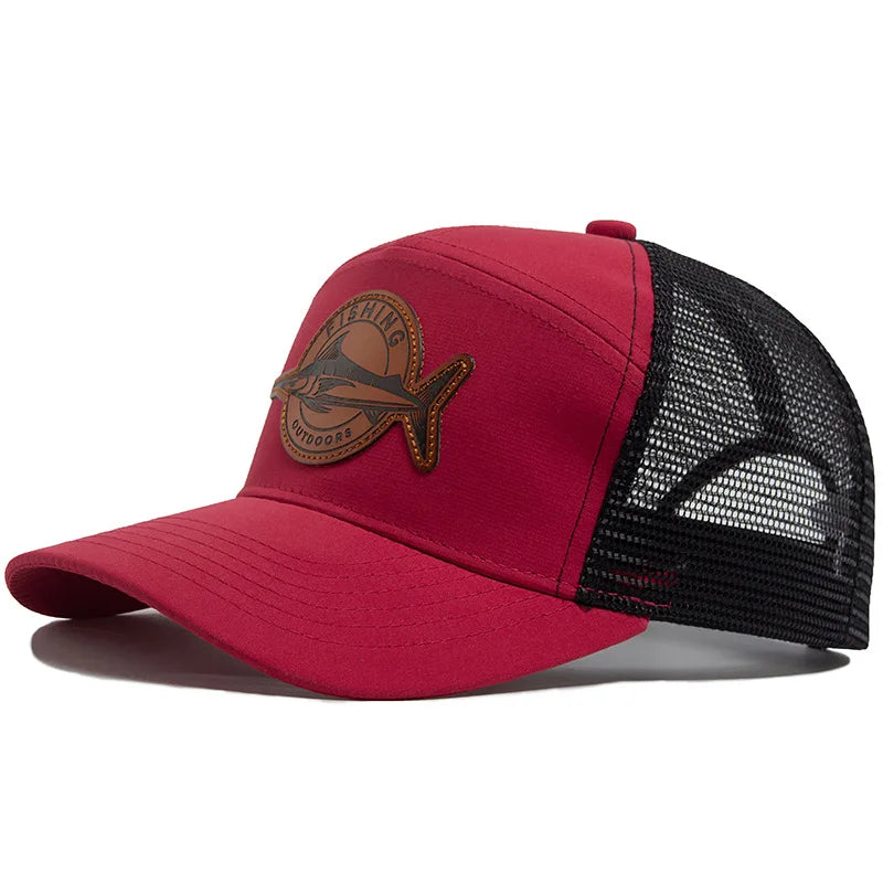 Summer Hot Sale Unisex Seven-Panel Style Trucker Hat Adjustable Baseball Cap Shark Pattern Patch Fishing Hat Mesh  Sports Dad Ha
