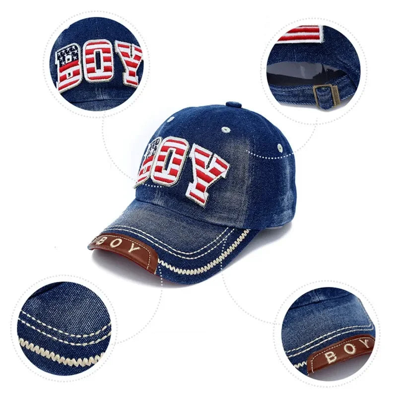 Blue Kids Boys Baseball Cap Summer Toddler Children Dad Hat Casual Hip Hop Denim Sun Snapback Jean Casquette