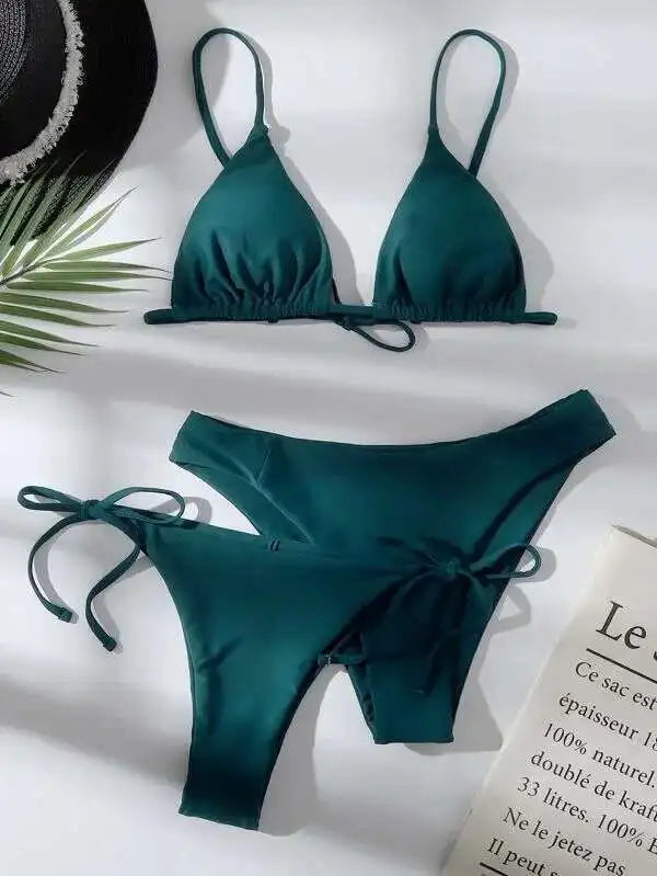 Brazilian Swimsuit Women Sexy Bikini Set Push-up Padded Bra Thong Two Pieces Swimwear Beachwear Bathing Suit Femme