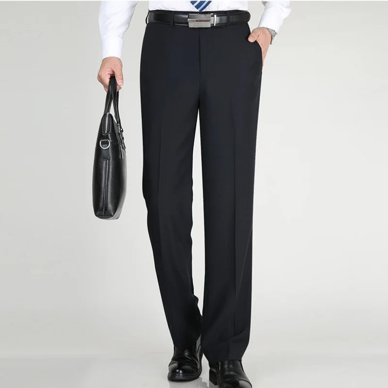 High Waist  Black Suit Pants man Formal Clothes For Men Clothing Thin Flat Khaki Dress Mens Trousers 2024 Summer 40 42
