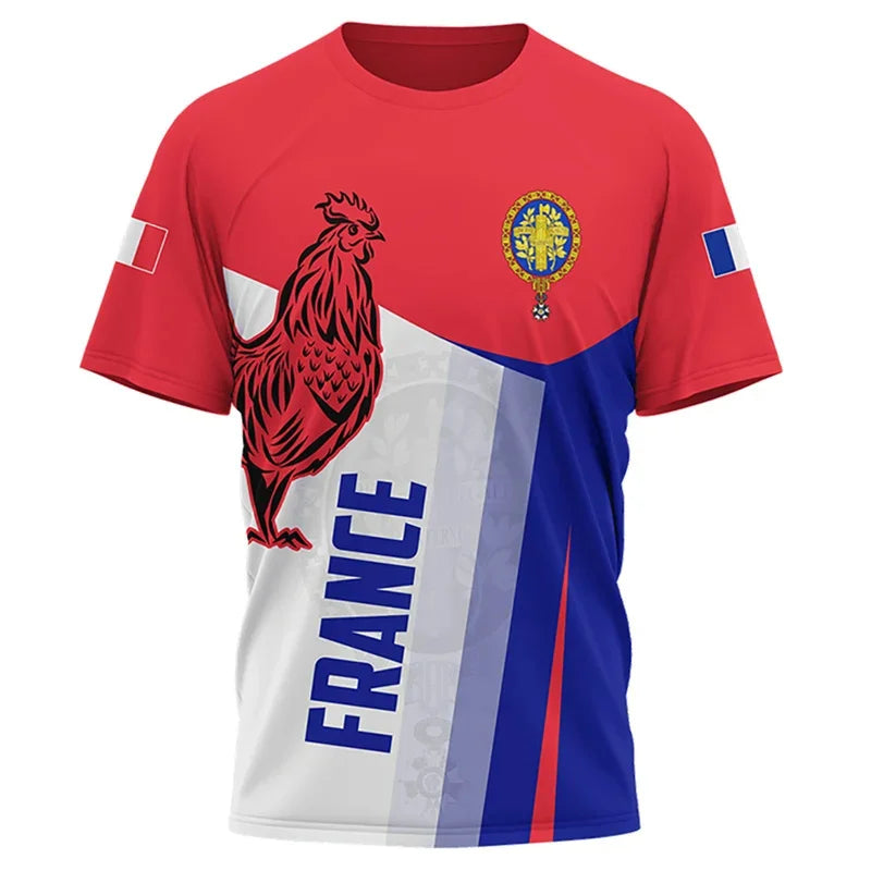 France Football French Flag Emblem Graphic T Shirt For Men Clothing Forest Camouflage T-shirt Short Sleeve Tops Tee Shirts