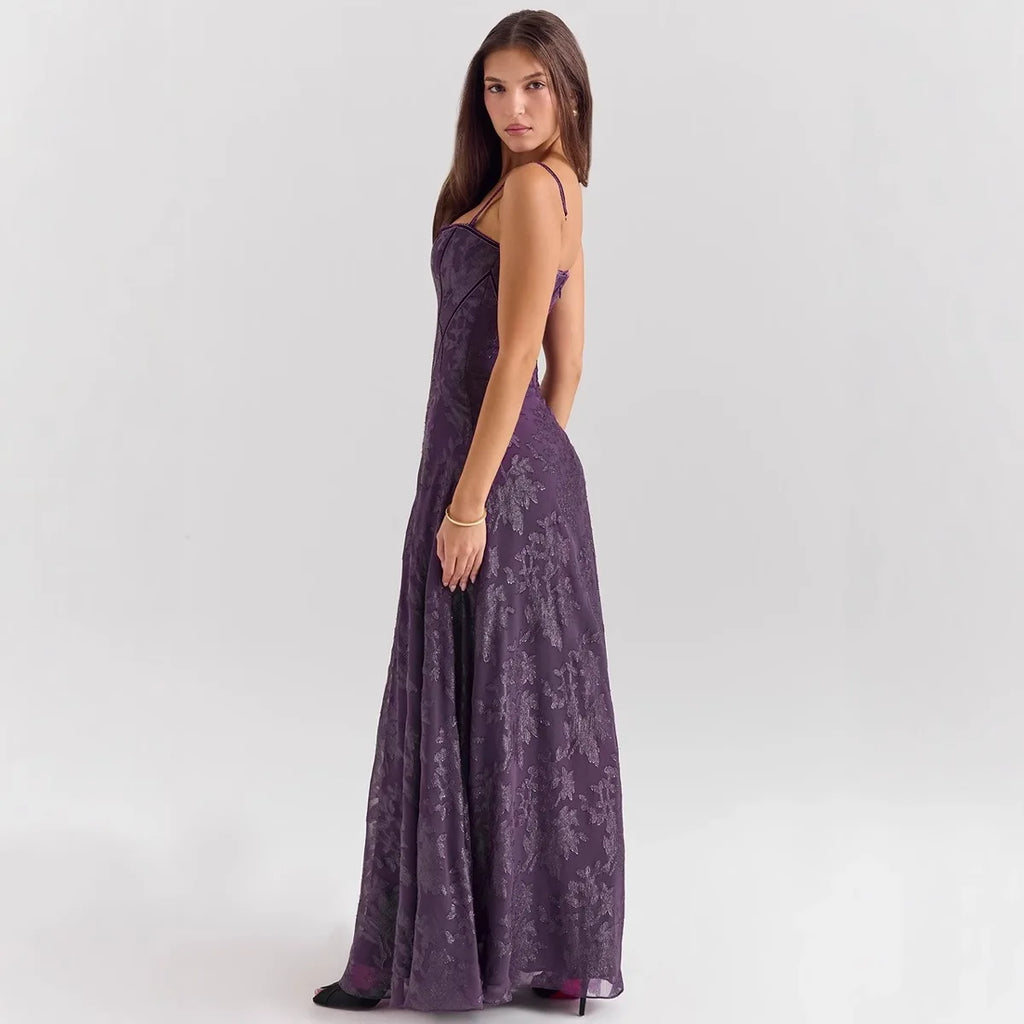 Dresses For Woman Sexy Club Evening Party Dresses Female Floral Lace Long Ball Gown Elegant Style Suspender Backless Vestidos
