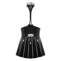 Womens Shiny Metallic Faux Leather Halter Neck Backless A-Line Dress Exposed Breast Mini Night Club Dresses Latex Clubwear
