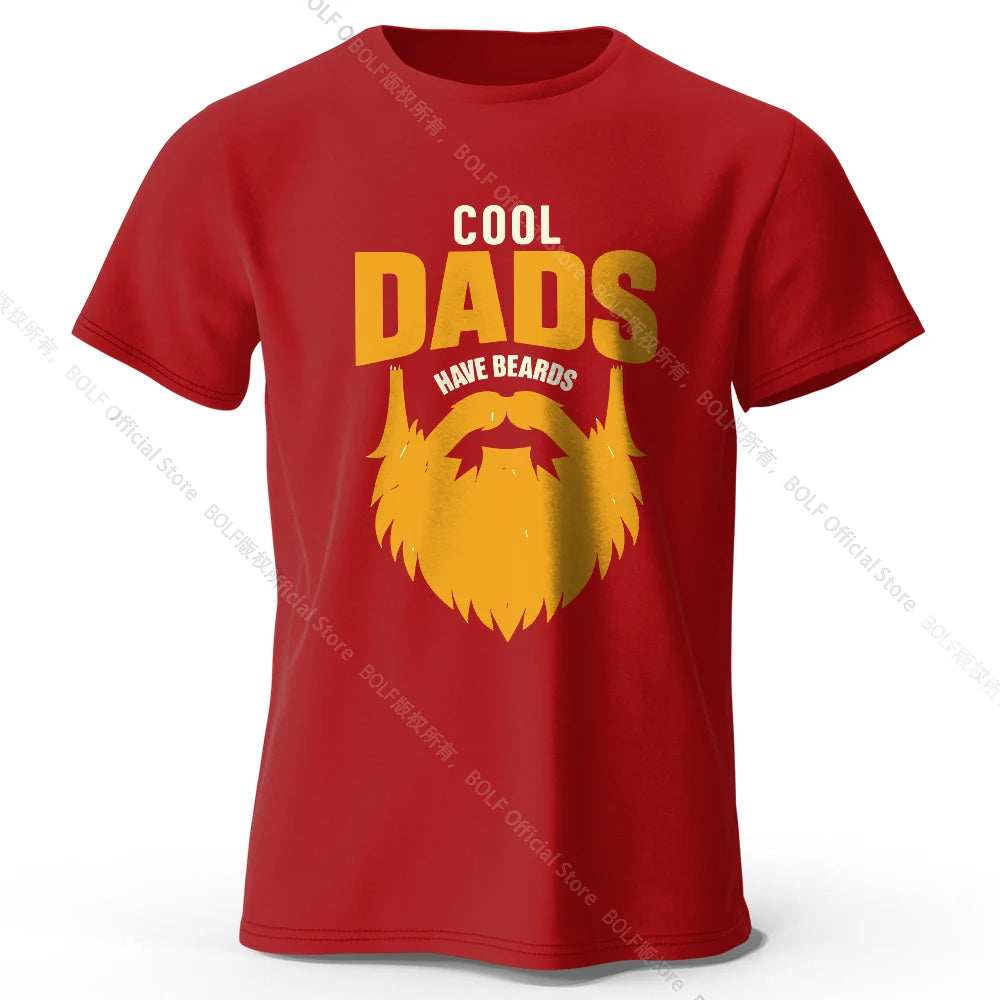 Men's Cool Dad with Beards Printed T-Shirt 100% Cotton Oversized Funny Graphic Tees for Women Summer Tops Humor Streetwear