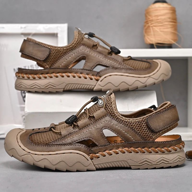 New Mens Sandals Summer Breathable Mesh Sandals Men Outdoor Casual Lightweight Beach Sandals Fashion Men Shoes Large Size 38-46