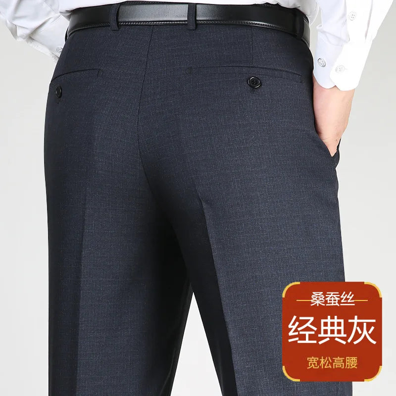 High Waist  Black Suit Pants man Formal Clothes For Men Clothing Thin Flat Khaki Dress Mens Trousers 2024 Summer 40 42