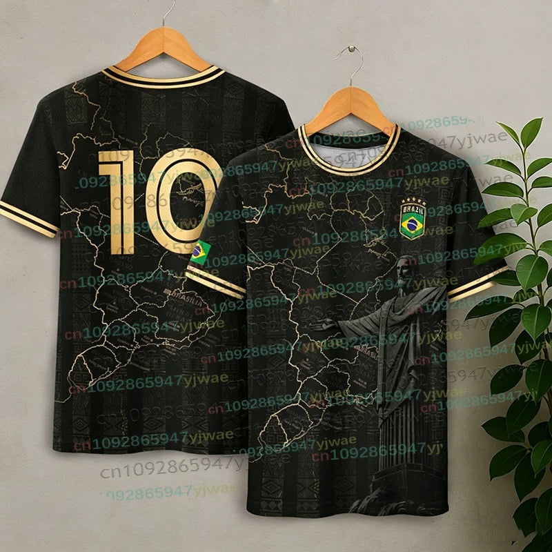 Brazilian Football Jersey Pattern T-Shirt For Men Women 3D Printed TShirts Fashion Round Neck Casual Short Sleeve Loose Tees Top