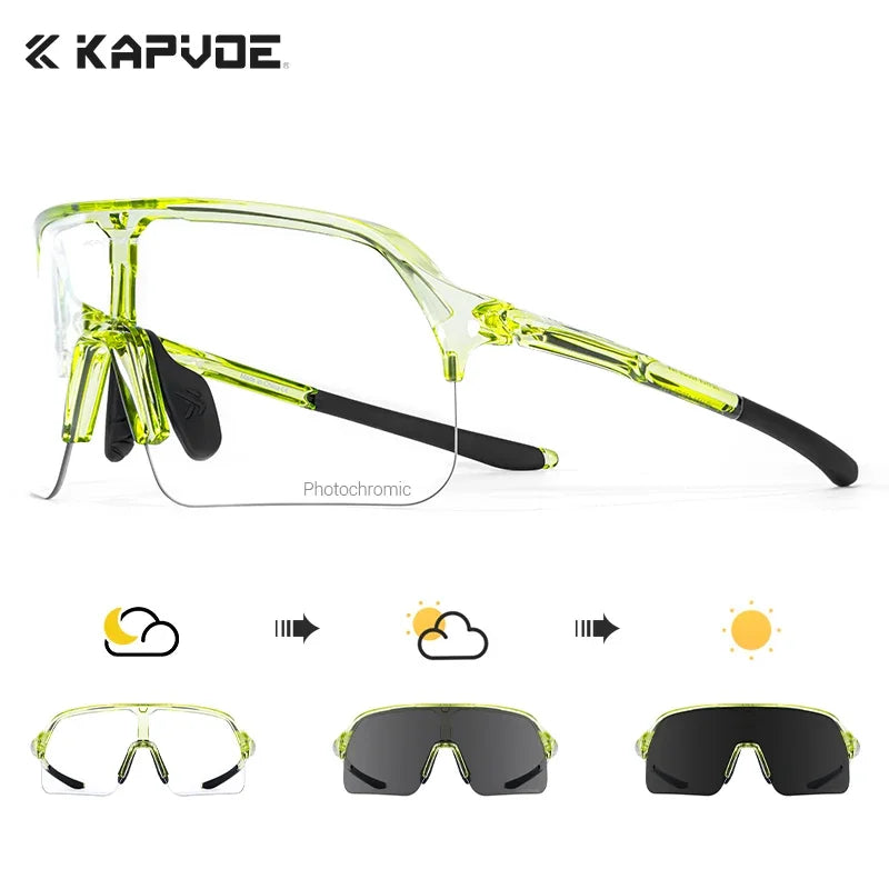 KAPVOE New Photochromic Hiking Eyewear Sunglasses Man Cycling Glasses Driving Bicycle Women MTB Bike Outdoor Sport UV400 Goggles