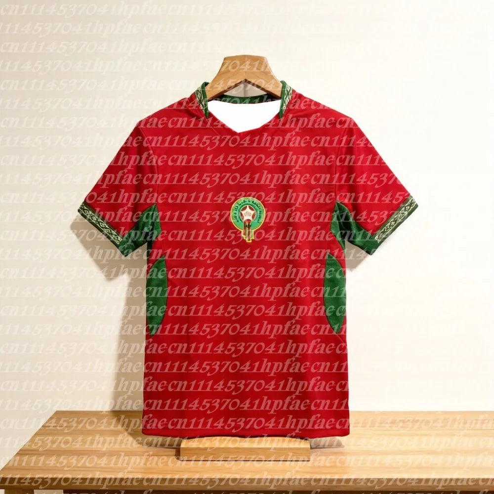 2026 Morocco National Team Home Football Jersey  Traditional Pattern Short Sleeve Fan Match Sport Shirt Men Family Matching Top
