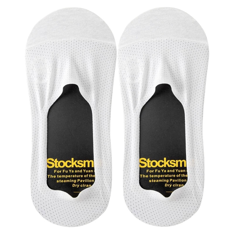 1/5pairs Men's Socks Summer Ultra-thin Invisible Elastic Silicone Non-slip Boat Sock Mesh Breathable Comfortable No Show Sokken