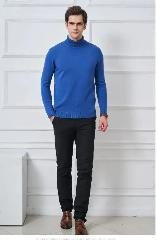 Cashmere Cotton Blend Turtleneck Men Sweater 2024 Autumn Winter Daily Basic Warm Knitted Pullover Man Casual Jumper Pull Homme